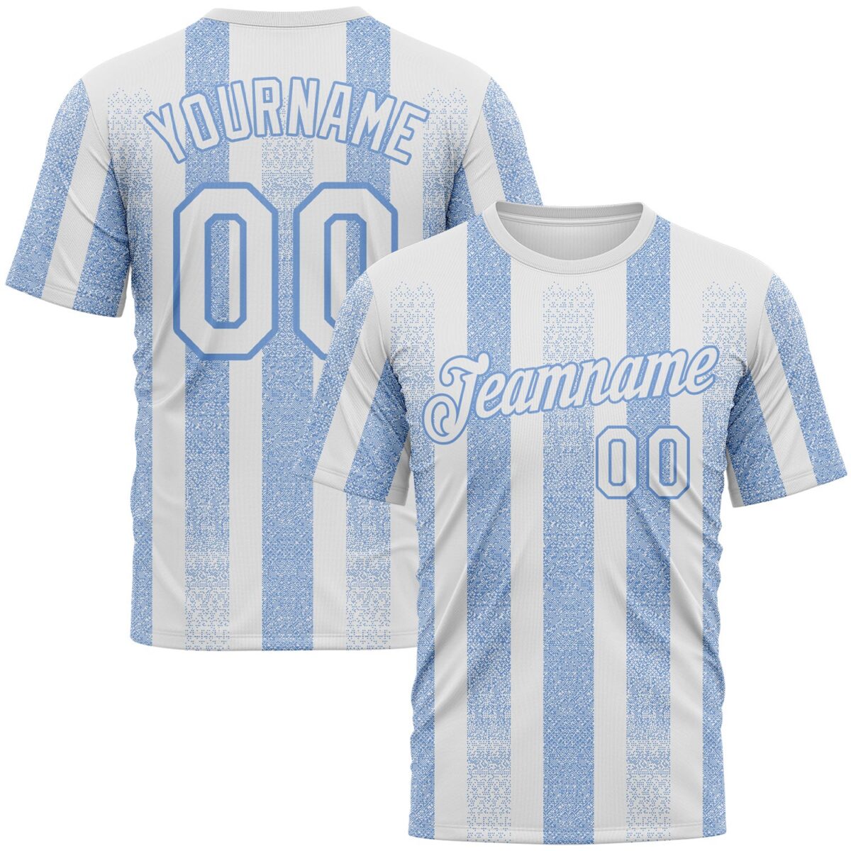 Custom White-Light Blue 3D Pattern Vertical Stripe Grunge Texture Classic Performance T-Shirt